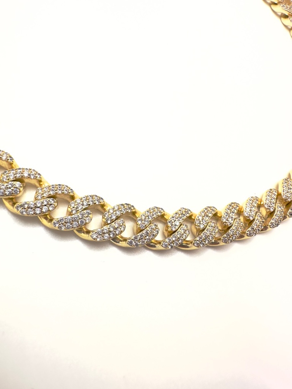 Gold Pave Cuban Link Necklace - Women's Fashion Jewelry